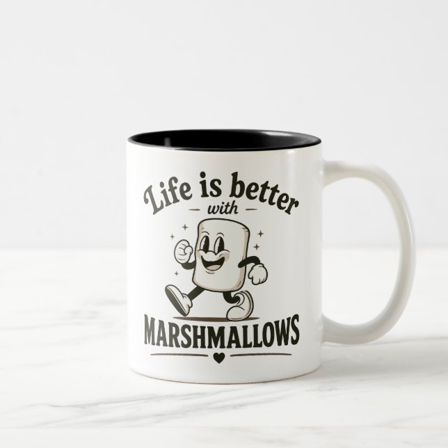Caneca De Café Em Dois Tons A vida é melhor com marshmallows (Direita)