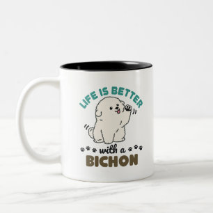 Caneca De Café Em Dois Tons A vida é melhor com um cachorro-quente
