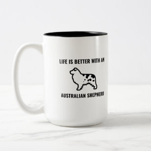 Caneca De Café Em Dois Tons A vida é melhor com um pastor australiano