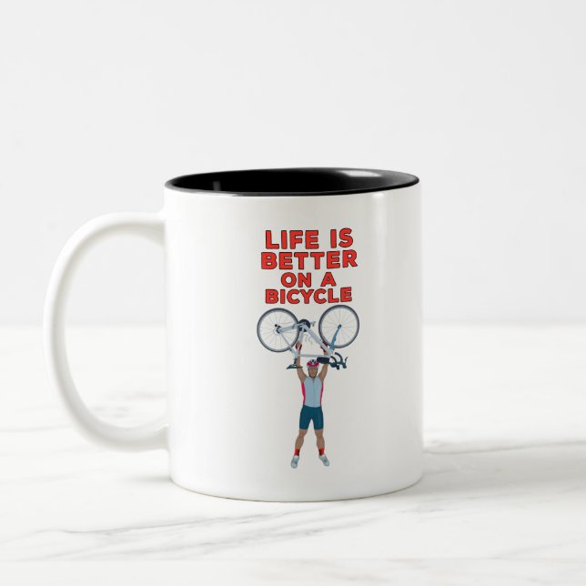 Caneca De Café Em Dois Tons A vida é melhor de bicicleta (Esquerda)