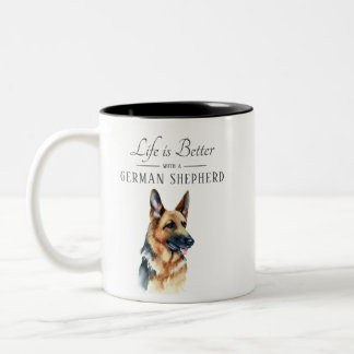 Caneca De Café Em Dois Tons A vida é melhor German shepherd
