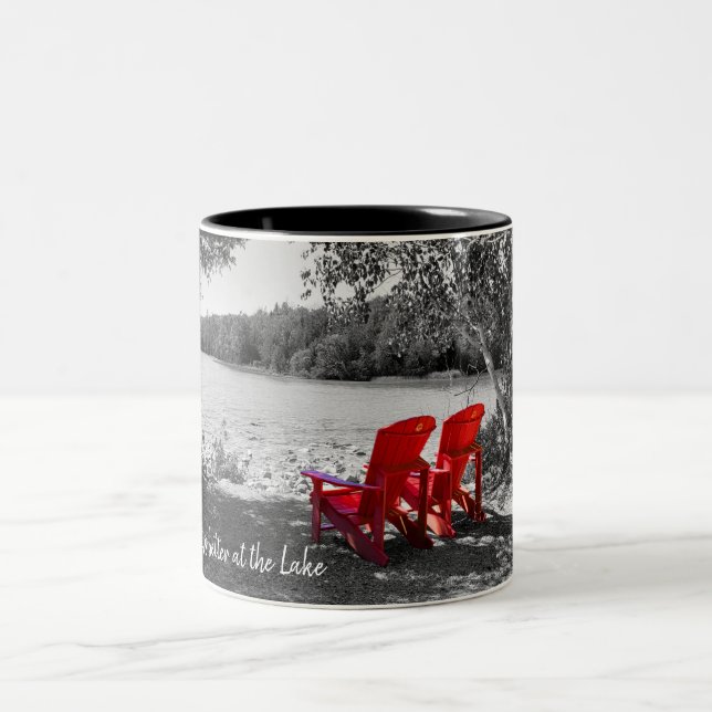 Caneca De Café Em Dois Tons A vida é melhor no lago (Centro)