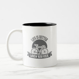 Caneca De Café Em Dois Tons A vida é melhor quando você anda de bicicleta