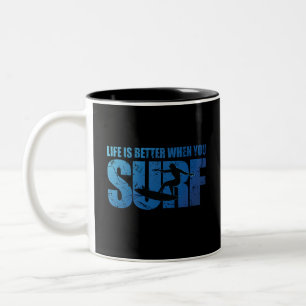 Caneca De Café Em Dois Tons A Vida É Melhor Quando Você Surf