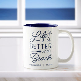 Caneca De Café Em Dois Tons A Vida Personalizada É Melhor Na Praia