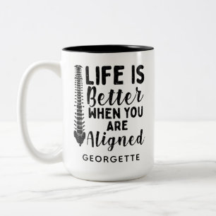 Caneca De Café Em Dois Tons A vida quiroprática é melhor quando alinhada ao co
