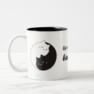 Caneca De Café Em Dois Tons A vida tem tudo a ver com equilíbrio Cat Yin Yang