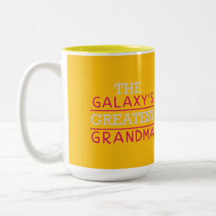 Caneca De Café Em Dois Tons A Vovó Mais Incrível da Galáxia Amarela e Verde Fl