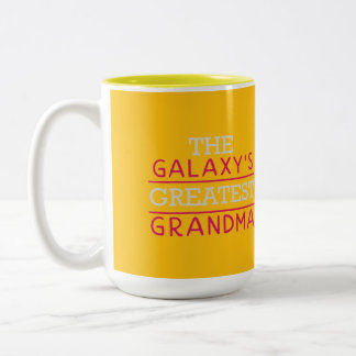 Caneca De Café Em Dois Tons A Vovó Mais Incrível da Galáxia Amarela e Verde Fl