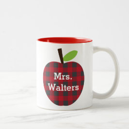 Caneca De Café Em Dois Tons A xadrez Apple do professor personalizado