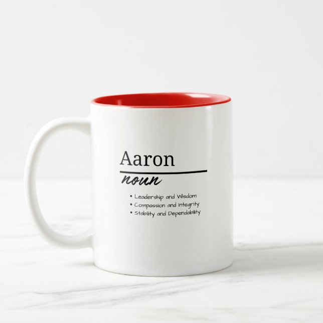 Caneca De Café Em Dois Tons Aaron, Definição de Nome Personalizado de Menino (Esquerda)