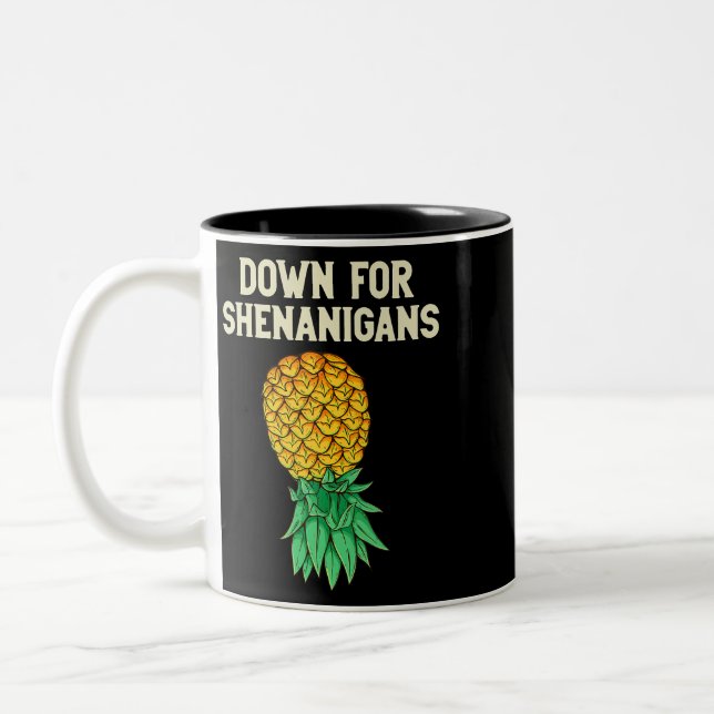 Caneca De Café Em Dois Tons Abacaxi Para Baixo Para Shenanigans Funny S (Esquerda)