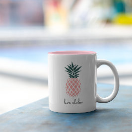 Caneca De Café Em Dois Tons Abacaxi Rosa Aloha