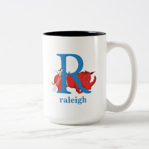 Caneca De Café Em Dois Tons ABC do Dr. Seuss: Letra R - Azul Adicione seu no