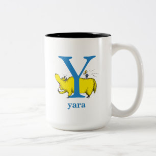 Caneca De Café Em Dois Tons ABC do Dr. Seuss: Letra Y - Azul Adicione seu no
