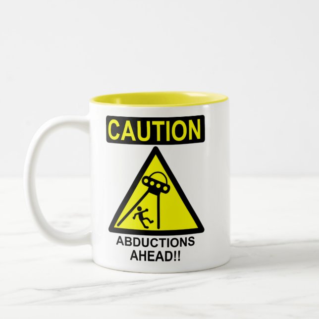 Caneca De Café Em Dois Tons Abducções do cuidado adiante!! (Esquerda)