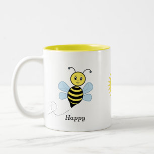 Caneca De Café Em Dois Tons Abehas Felizes & sol fofo