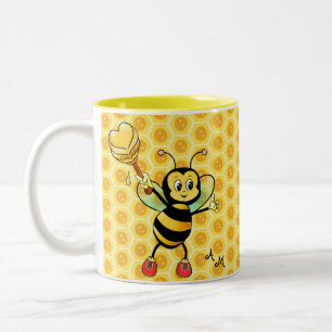 Caneca De Café Em Dois Tons Abeja Melífera con Corazón y Monograma Café de Dos