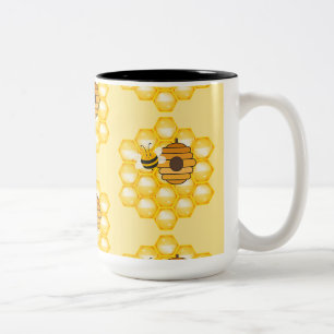 Caneca De Café Em Dois Tons Abejas y Panal