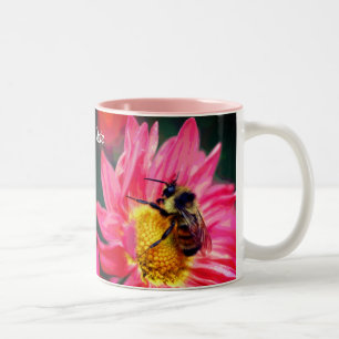 Caneca De Café Em Dois Tons Abelha Na Arte Digital Flor Personalizada