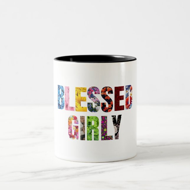 Caneca De Café Em Dois Tons Abençoada Girly Mug (Centro)