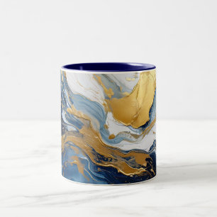 Caneca De Café Em Dois Tons Abertura em negrito de Dourado e Azul