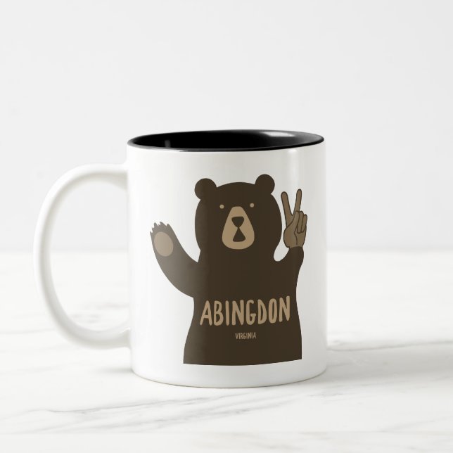 Caneca De Café Em Dois Tons Abingdon Virginia Peace Bear (Esquerda)