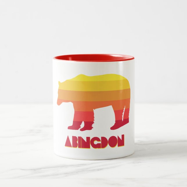 Caneca De Café Em Dois Tons Abingdon Virginia Rainbow Bear (Centro)