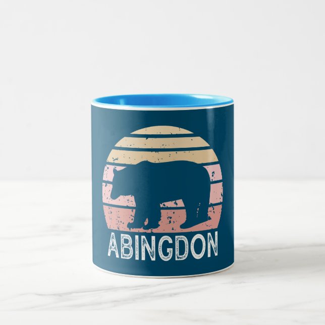 Caneca De Café Em Dois Tons Abingdon Virginia Retro Bear (Centro)