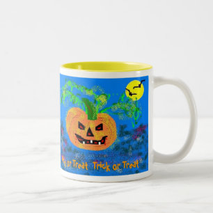 Caneca De Café Em Dois Tons Abóbora bonito, abóbora bonito, doçura ou