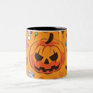 Caneca De Café Em Dois Tons Abóbora Clássica de Halloween Jack O Lantern