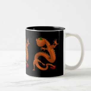 Caneca De Café Em Dois Tons Abóbora de Halloween Laranja Dragão