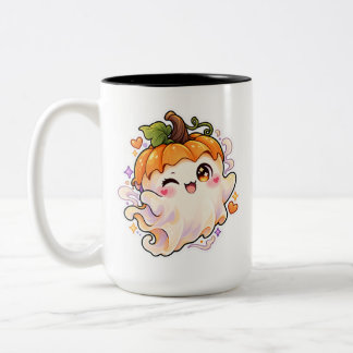 Caneca De Café Em Dois Tons Abóbora Fantasma Abobrinha Fantasma Halloween 
