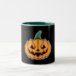 Caneca De Café Em Dois Tons Abóbora Halloween (Estilo Angular)