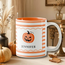 Abóbora Listrada Laranja Halloween Personalizado