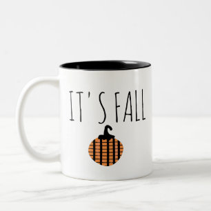 Caneca De Café Em Dois Tons Abóbora Listrada Moderna de Outono Halloween