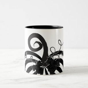 Caneca De Café Em Dois Tons Abóbora Listrada Preto e Branco Chic Outono 