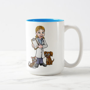 Caneca De Café Em Dois Tons Abóbora Veterinária Animada