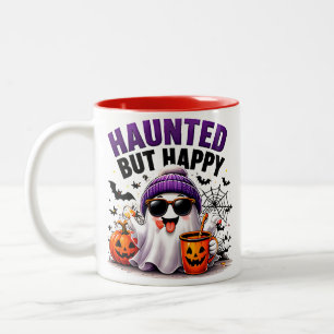 Caneca De Café Em Dois Tons Aboborado Mas Feliz Fantasma Engraçado Abóbora Hal