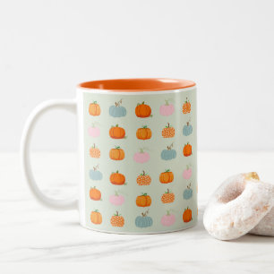 Caneca De Café Em Dois Tons Abóboras Multicolor Padrão
