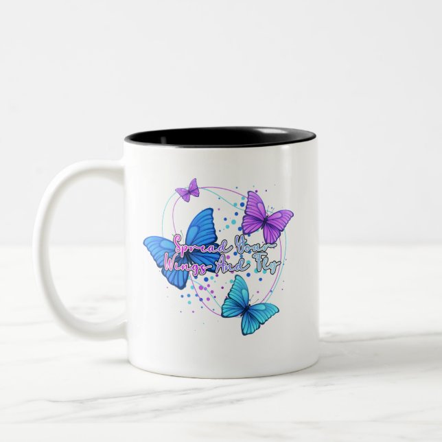 Caneca De Café Em Dois Tons Abra suas asas e voe borboleta  (Esquerda)