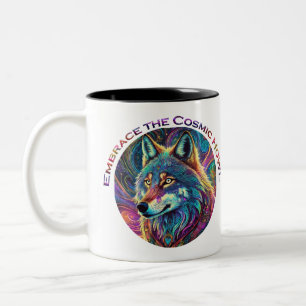 Caneca De Café Em Dois Tons Abrace o Lobo de Howl Cósmico