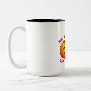 Caneca De Café Em Dois Tons Abraço de Abóbora: Múmia Fofa de Halloween
