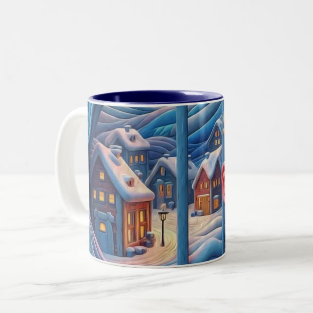 Caneca De Café Em Dois Tons Abraço do Inverno (Frente Esquerda)