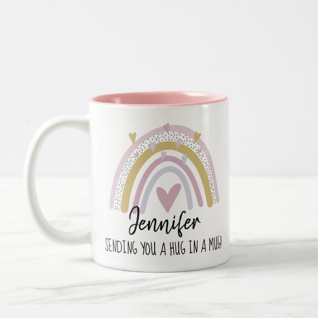 Caneca De Café Em Dois Tons abraço numa caneca pensando em você (Esquerda)