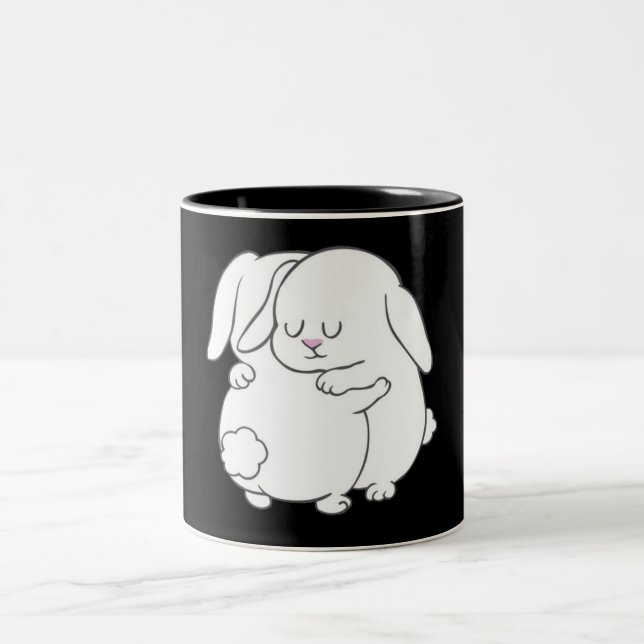 Caneca De Café Em Dois Tons Abraços de Bunnies (Centro)