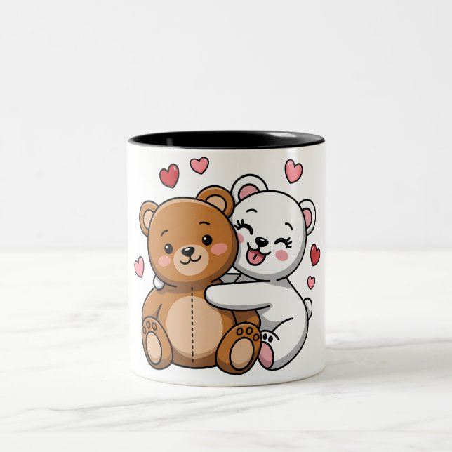 Caneca De Café Em Dois Tons Abraços e batimentos cardíacos (Centro)