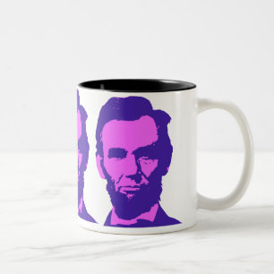 Caneca De Café Em Dois Tons Abraham Lincoln no rosa & no roxo
