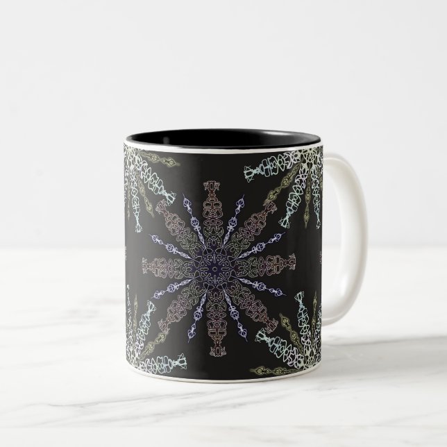 Caneca De Café Em Dois Tons Abre flocos de neve no escuro. (Frente Esquerda)
