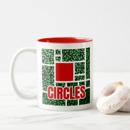 Caneca De Café Em Dois Tons Abstração com Manchas Verdes e Acentos Vermelhos